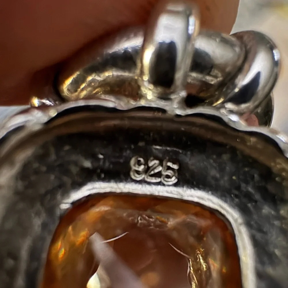 VTG Sterling Silver 925 2 Toned CZ Citrine Chunky Tennis Bracelet 7" Stunning - Picture 11 of 12